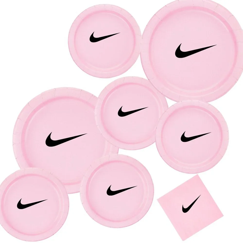 Custom Retro Basketball Party Tableware Set | Pink with Black Design | 45PCS